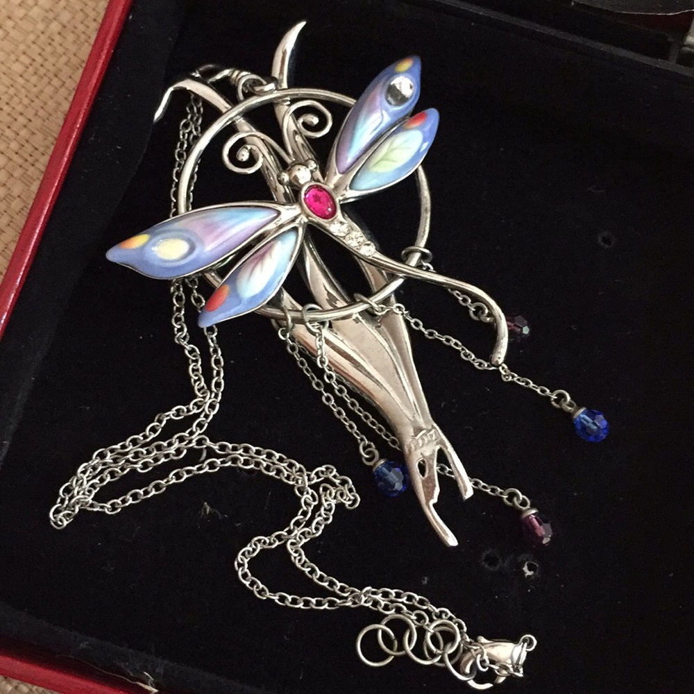 Franz Boho dragonfly Crystal/rhodium plated brass